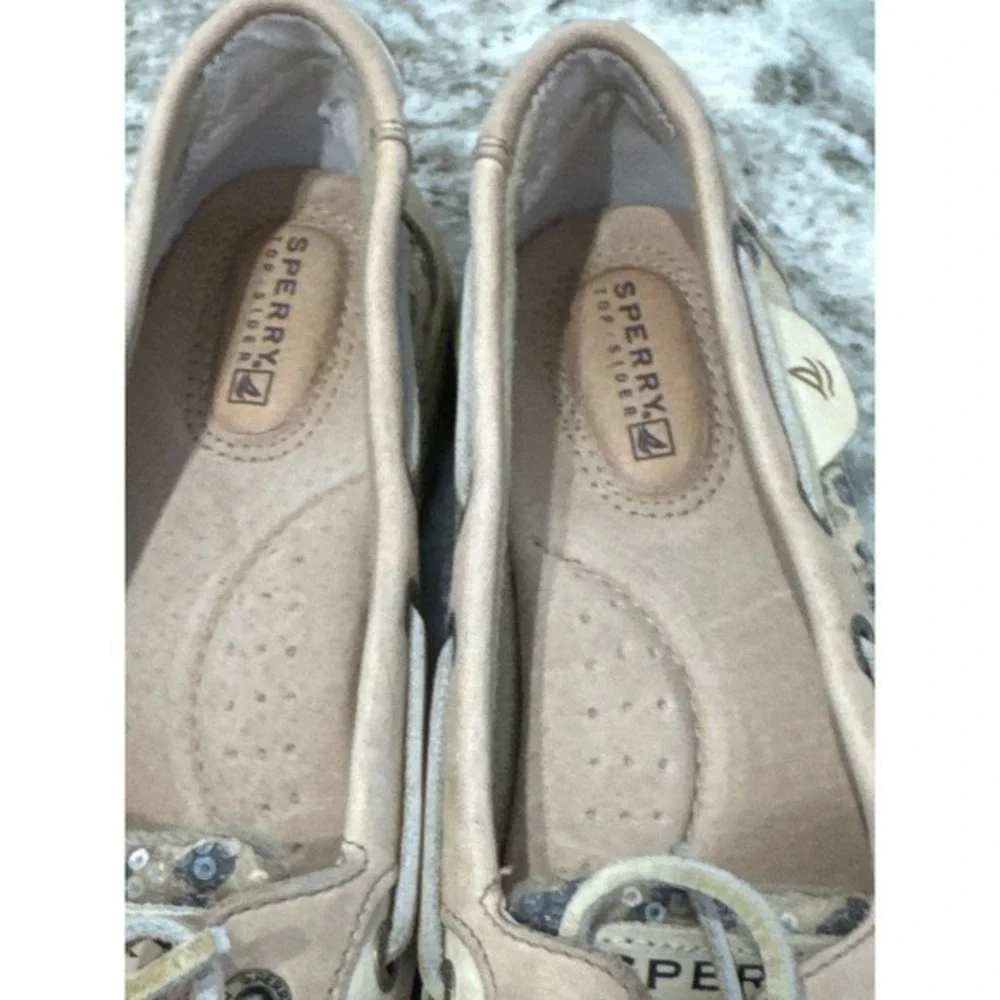 Sperry Top-Sider Angelfish Leopard Sequined Boat Shoes-Brown/Tan-Women‎ sz 7.5M